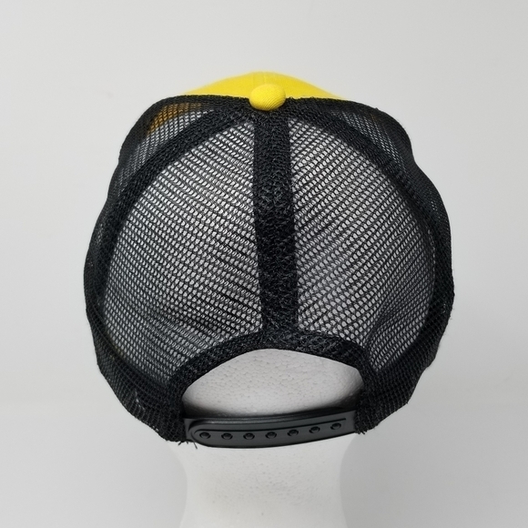 The Traveler Beer Co Trucker Mesh Snap Back Baseball Hat Mustache Black Yellow - Picture 8 of 10